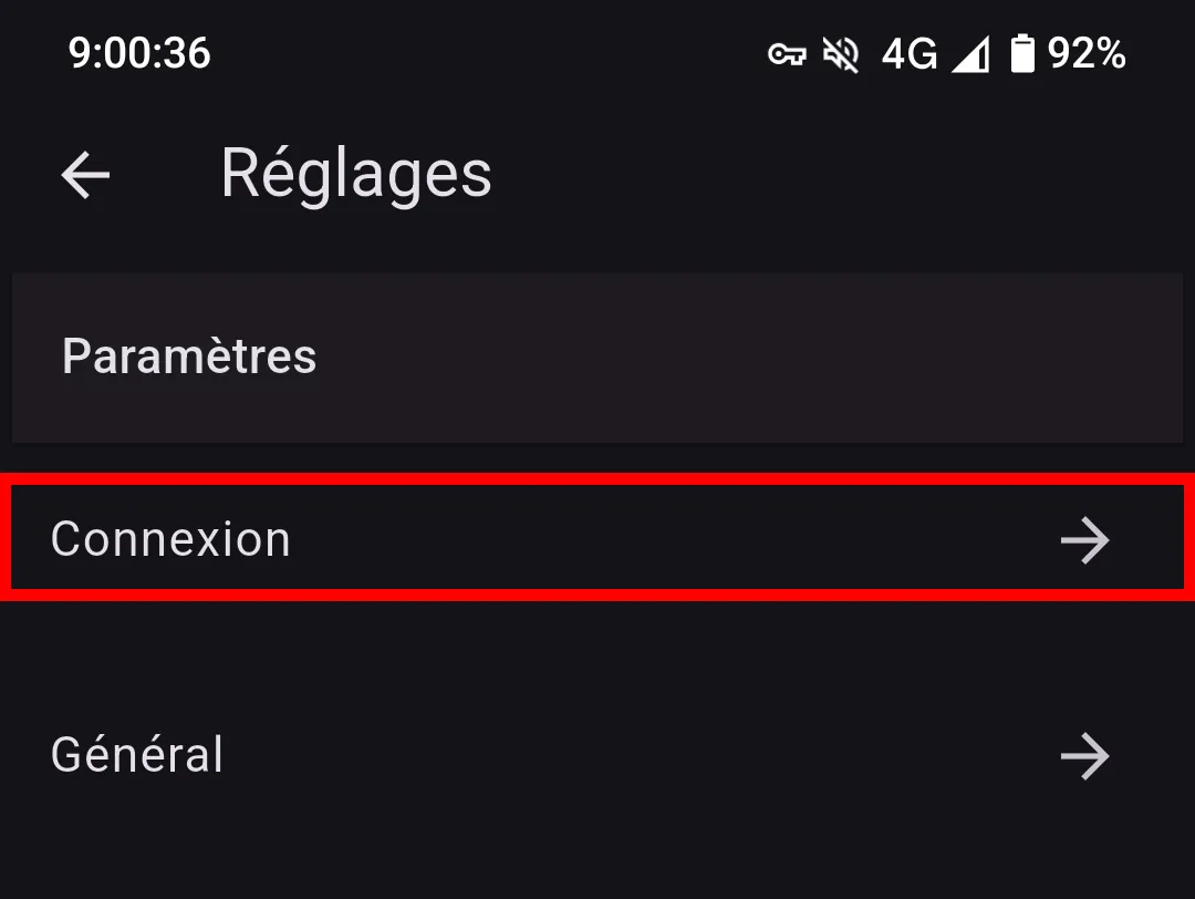 Vérification de la connexion