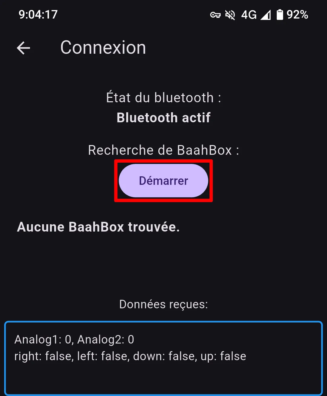 Bouton Démarrer la recherche